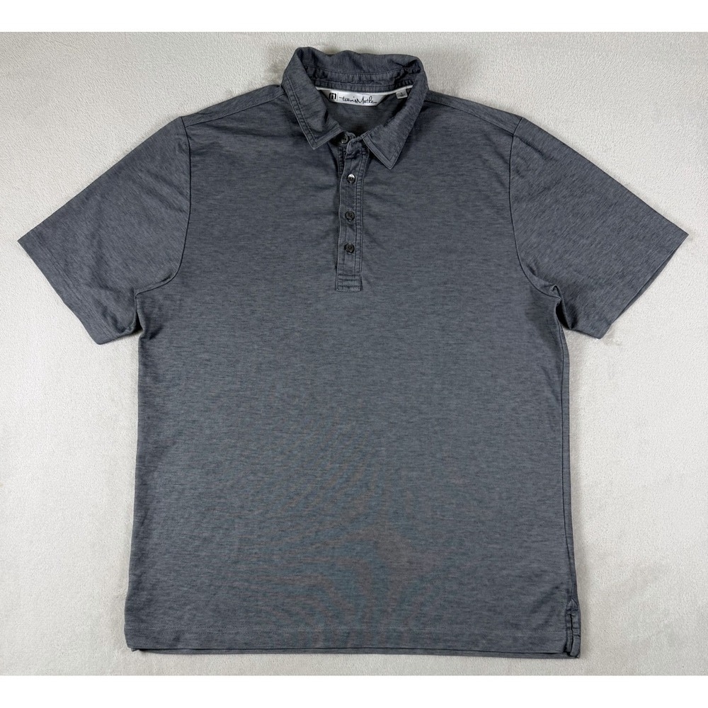TravisMathew Men's Gray Pima Cotton Blend Polo Shirt Size‎ Large Golf Casual